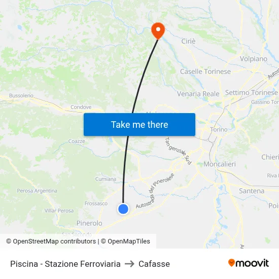Piscina - Railway Station to Cafasse map