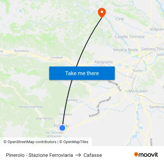 Pinerolo - Railway Station to Cafasse map