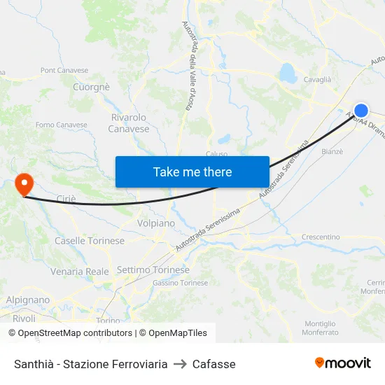Santhià - Railway Station to Cafasse map