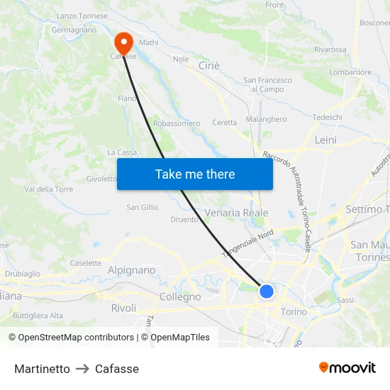 Martinetto to Cafasse map