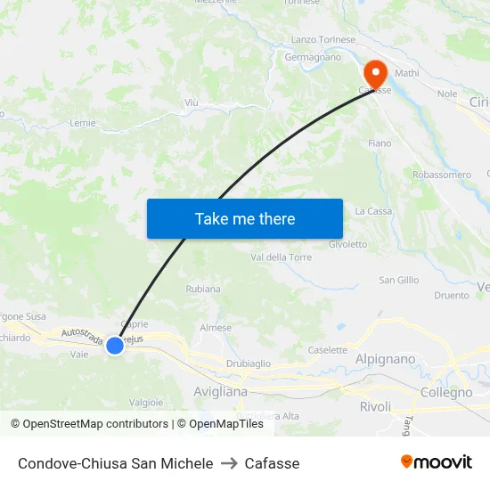 Condove-Chiusa San Michele to Cafasse map