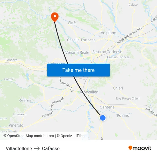 Villastellone to Cafasse map