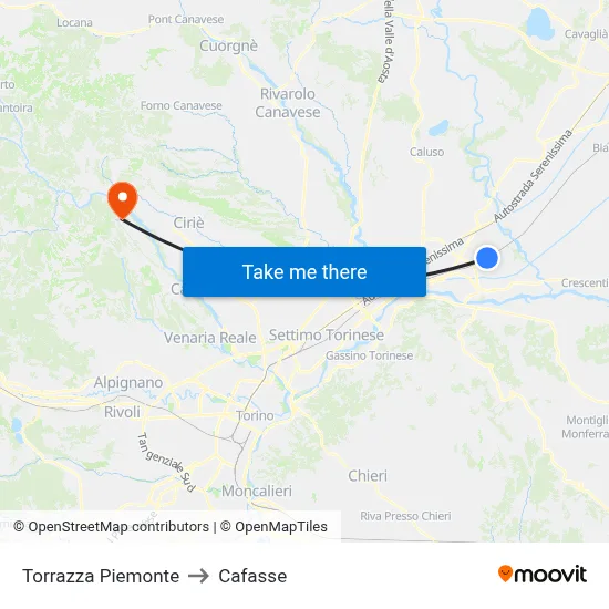 Torrazza Piemonte to Cafasse map