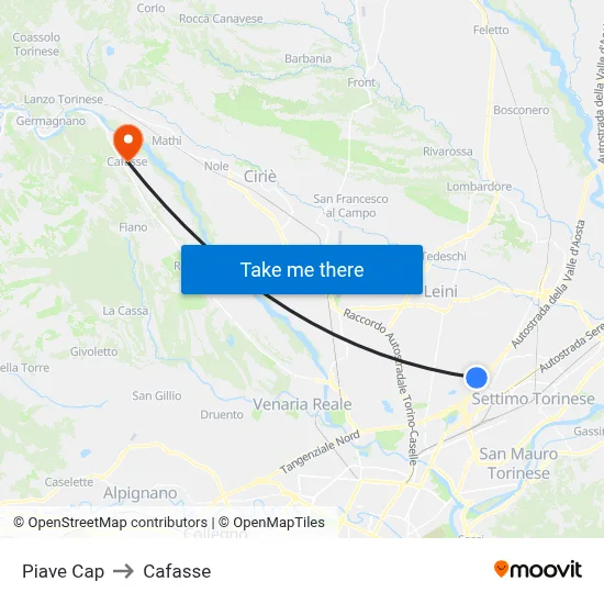 Piave Cap to Cafasse map
