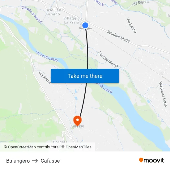 Balangero to Cafasse map