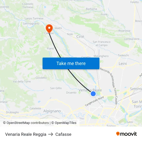 Venaria Reale Royal Palace to Cafasse map
