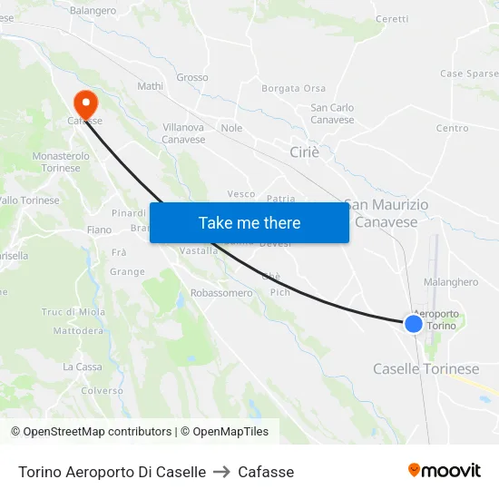 Torino Aeroporto Di Caselle to Cafasse map