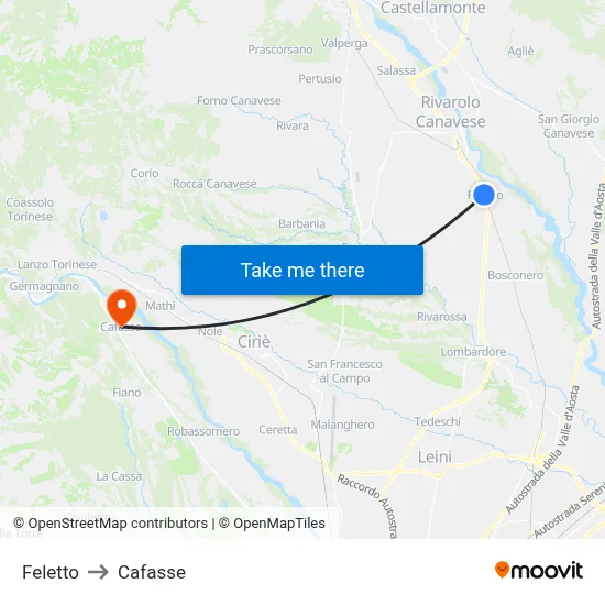 Feletto to Cafasse map