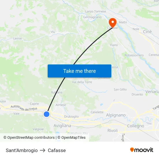 Saint Ambrose to Cafasse map