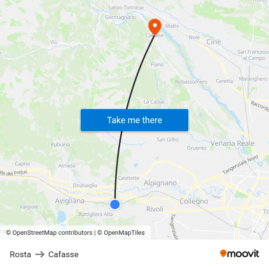 Rosta to Cafasse map