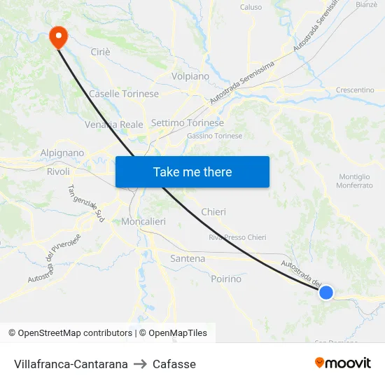 Villafranca-Cantarana to Cafasse map
