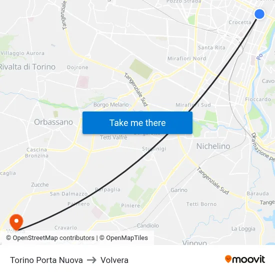 Turin Porta Nuova to Volvera map