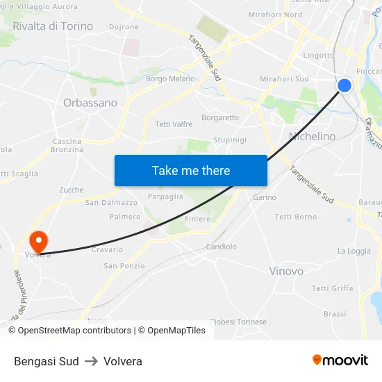 Bengasi Sud to Volvera map