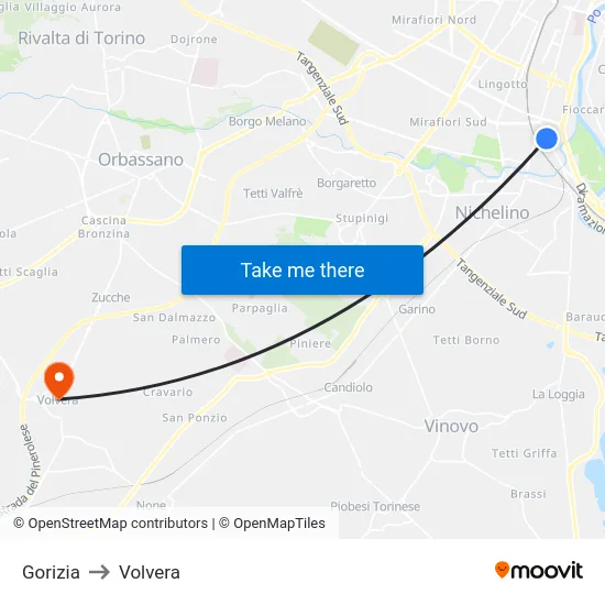 Gorizia to Volvera map