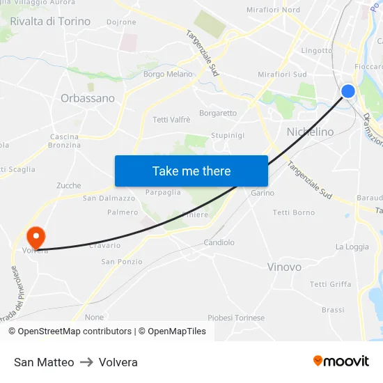 San Matteo to Volvera map