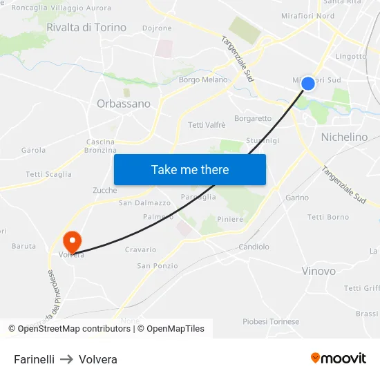 Farinelli to Volvera map