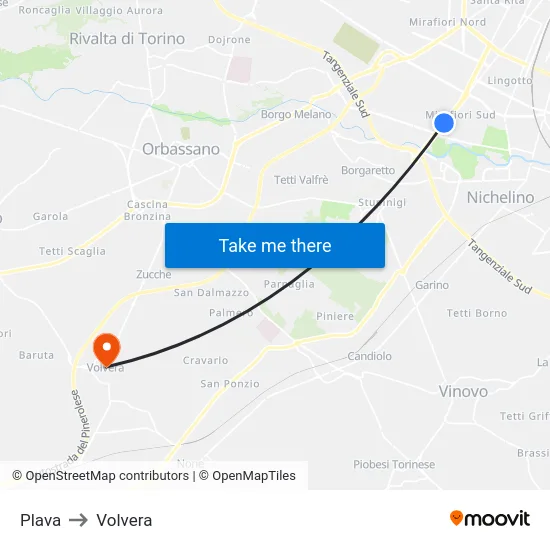 Plava to Volvera map
