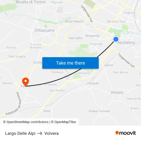 Alps Square to Volvera map