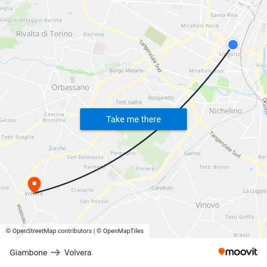 Giambone to Volvera map