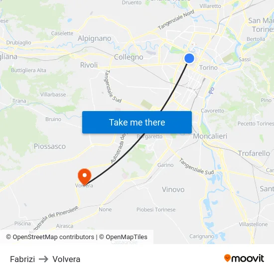 Fabrizi to Volvera map