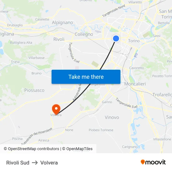 South Rivoli to Volvera map
