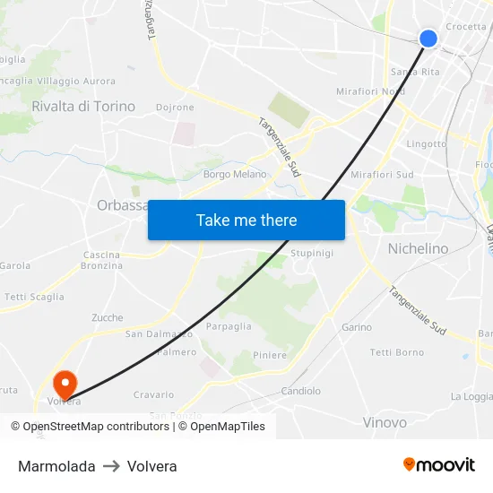 Marmolada to Volvera map