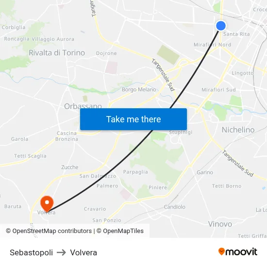 Sebastopoli to Volvera map