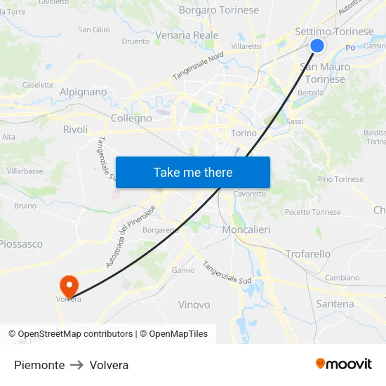 Piemonte to Volvera map