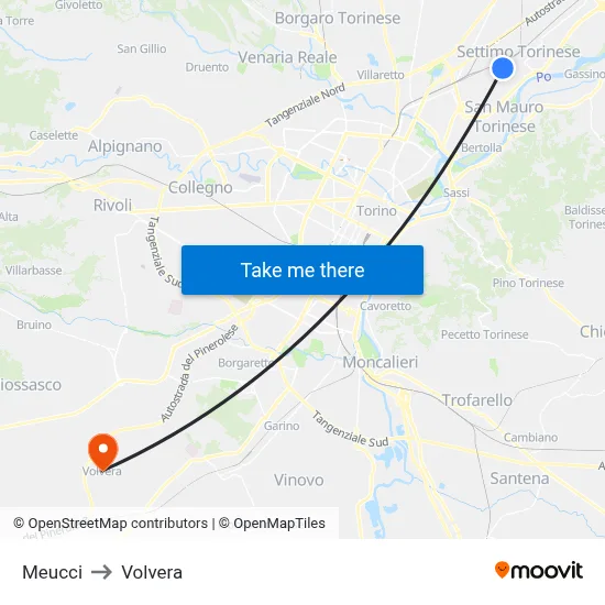 Meucci to Volvera map