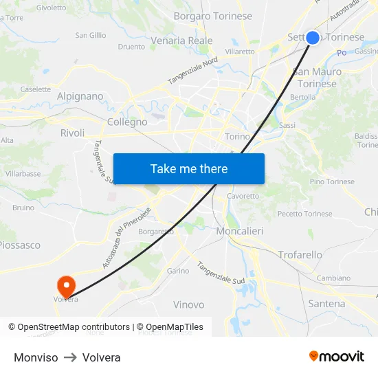 Monviso to Volvera map