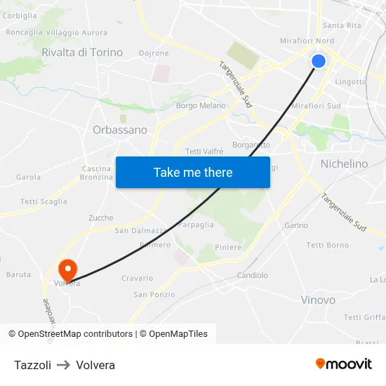 Tazzoli to Volvera map