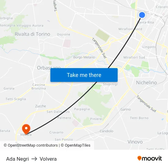 Ada Negri to Volvera map