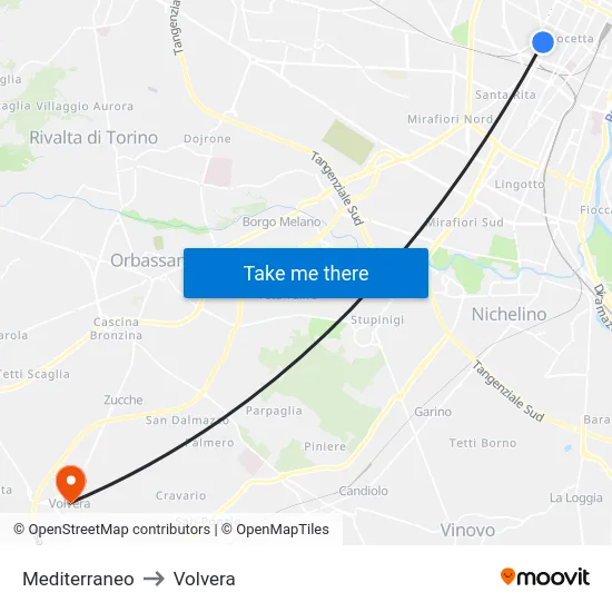 Mediterraneo to Volvera map