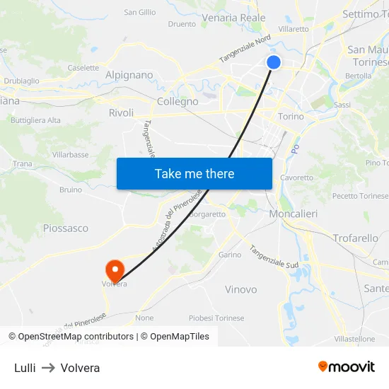 Lulli to Volvera map