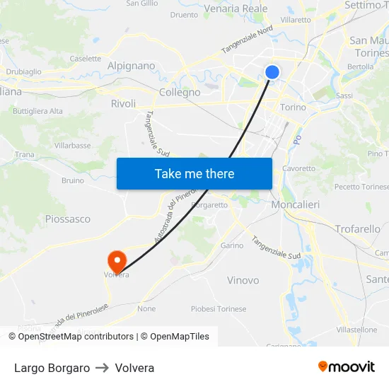 Largo Borgaro to Volvera map