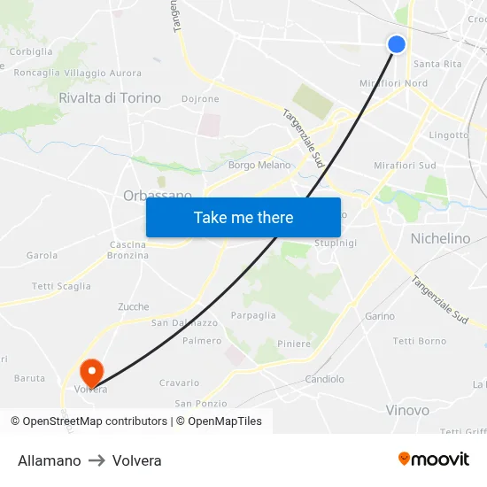 Allamano to Volvera map