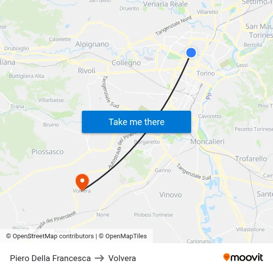 Piero Della Francesca to Volvera map