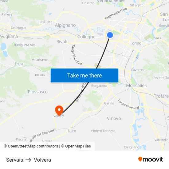 Servais to Volvera map