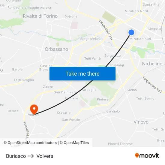 Buriasco to Volvera map