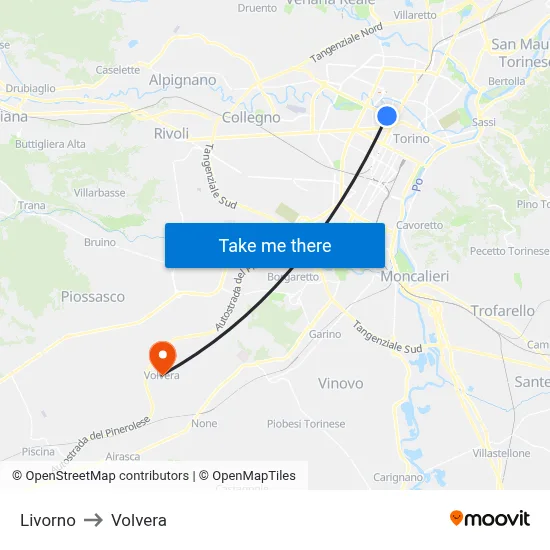 Livorno to Volvera map
