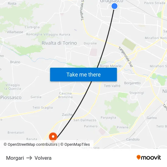 Morgari to Volvera map