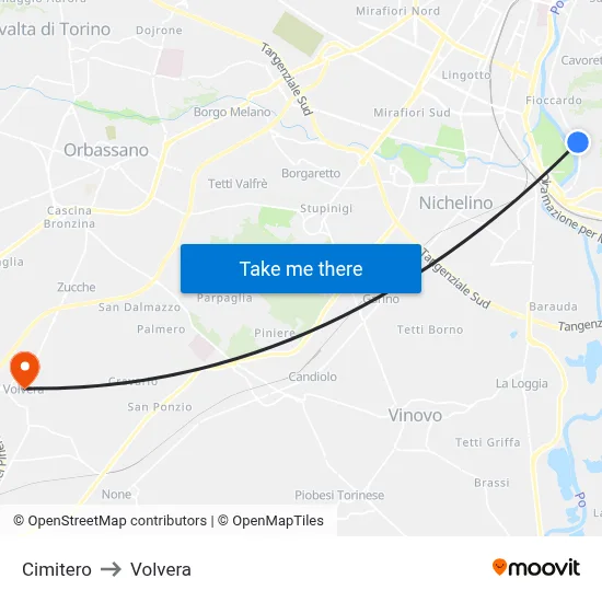 Cemetery to Volvera map