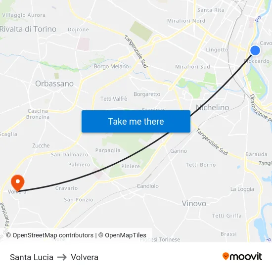Santa Lucia to Volvera map