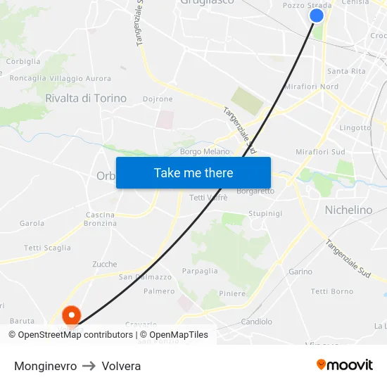 Monginevro to Volvera map