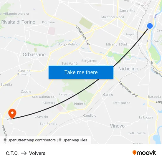 C.T.O. to Volvera map