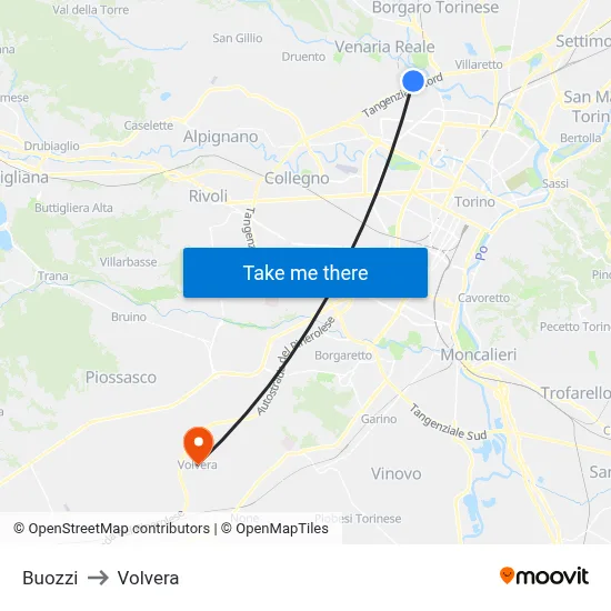 Buozzi to Volvera map