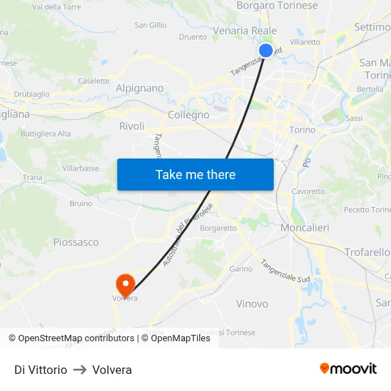 Di Vittorio to Volvera map