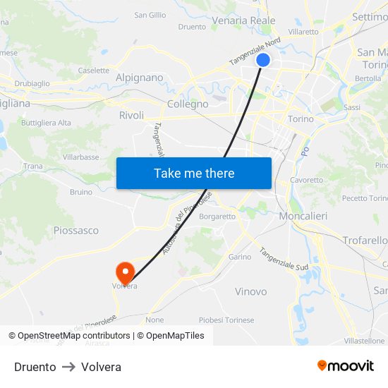 Druento to Volvera map