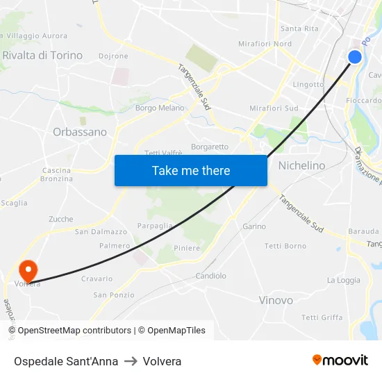 Ospedale Sant'Anna to Volvera map