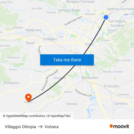 Villaggio Olimpia to Volvera map